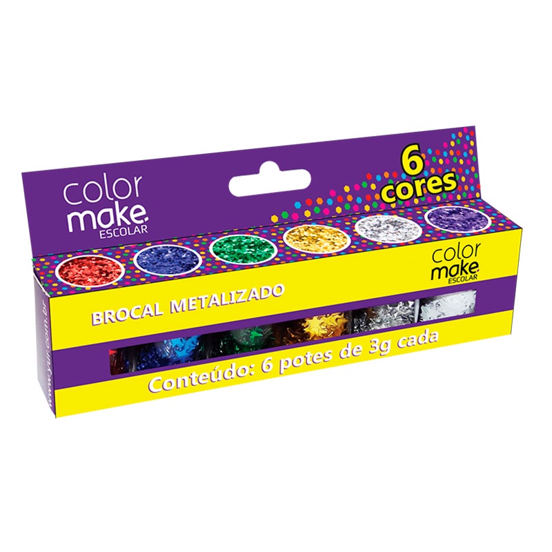 Brocal glitter metalizado com 6 cores 7005 Colormake - Stationery