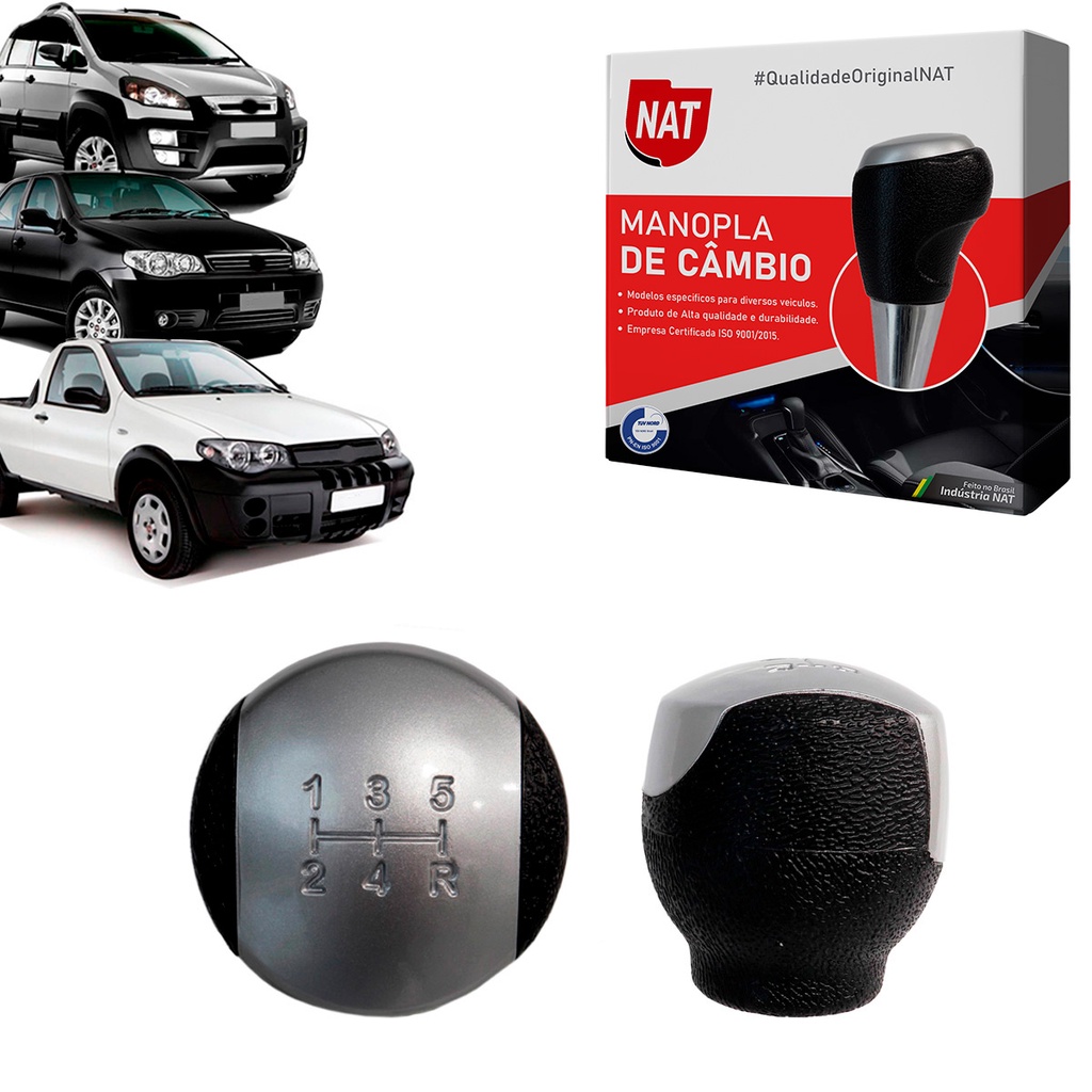 Manopla de Cambio Fiat Palio Advent. 2008/2020 Idea 2006/2016 Siena 2008/2012 Strada 2004/2013 C/ Marchas Tampa Preta em Oferta na Shopee