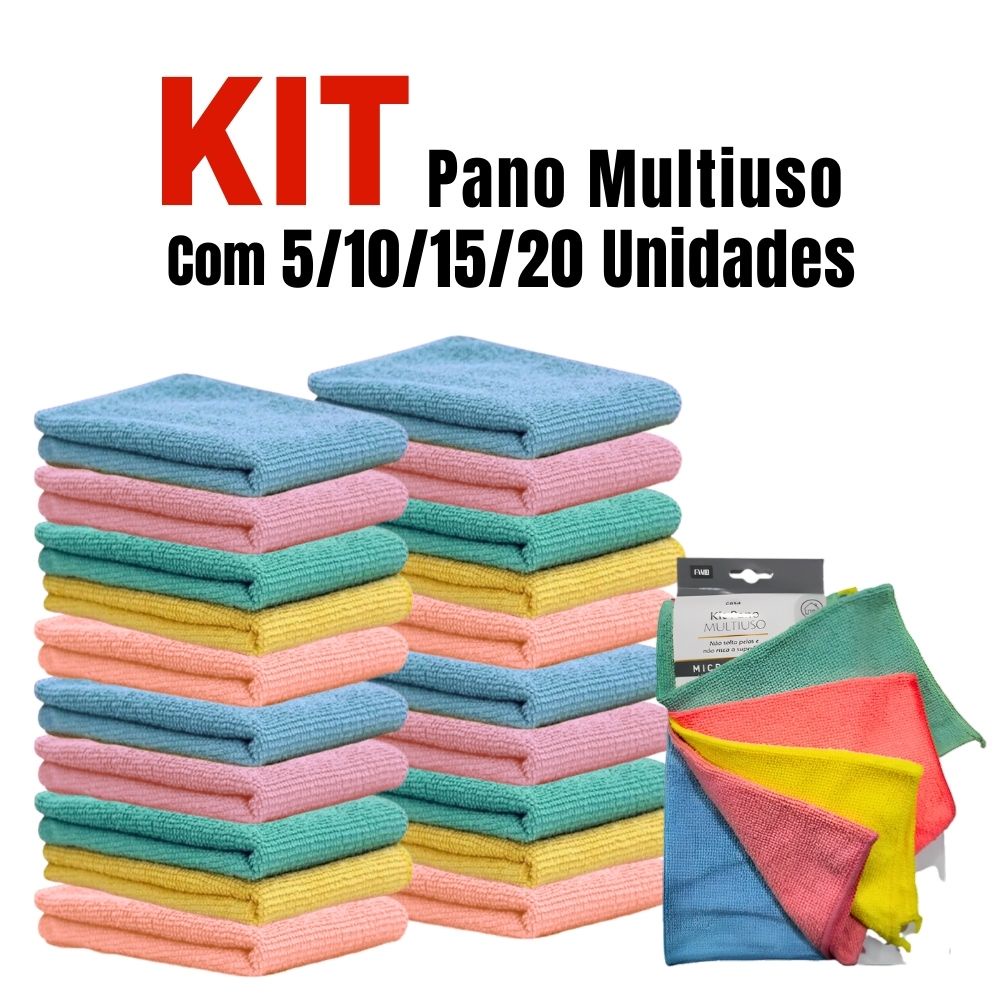 Kit Panos De Limpeza Microfibra Alta Absorção Multiuso 25 x 25cm em Oferta na Shopee