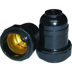 Soquete Baquelite Tipo Pendente Com Borne P/ Abajur Preto E27