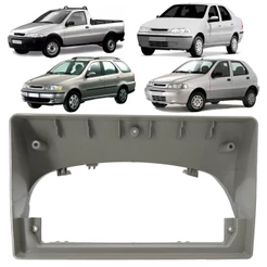 Moldura Painel 2 Din 9" Polegadas Fiat Palio, Siena, Strada, Weekend 2001 até 2003 Cinza