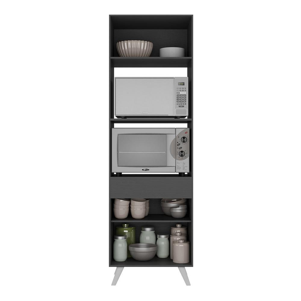 Paneleiro 2 Portas para Forno e Microondas Veneza Multimóveis MP3679.898 Preto/Branco