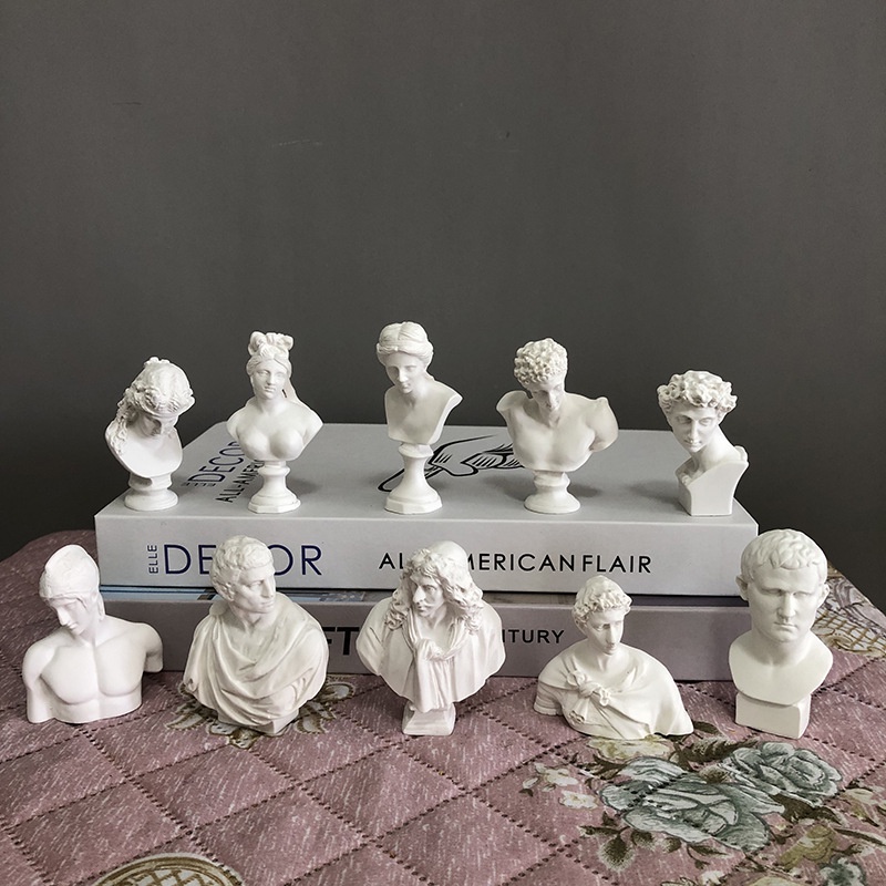 Mini Escultura Nórdica Famosa Mitologia Grega Gesso Estátua Busto Retratos Resina Cabeça Humana Arte Ornamentos