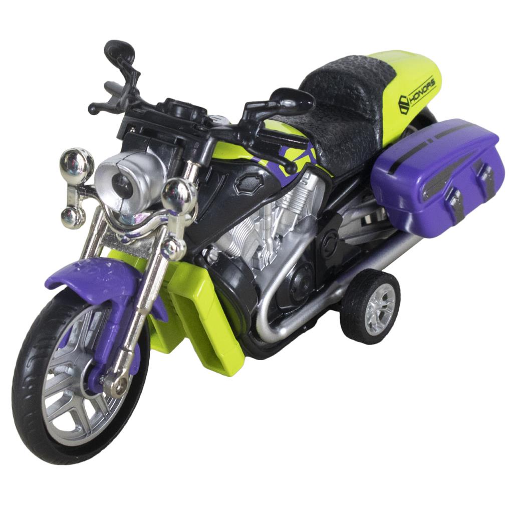 Miniatura de Ferro Moto Custom Motinha Acende Farol Brinquedo Colecionador Diecast