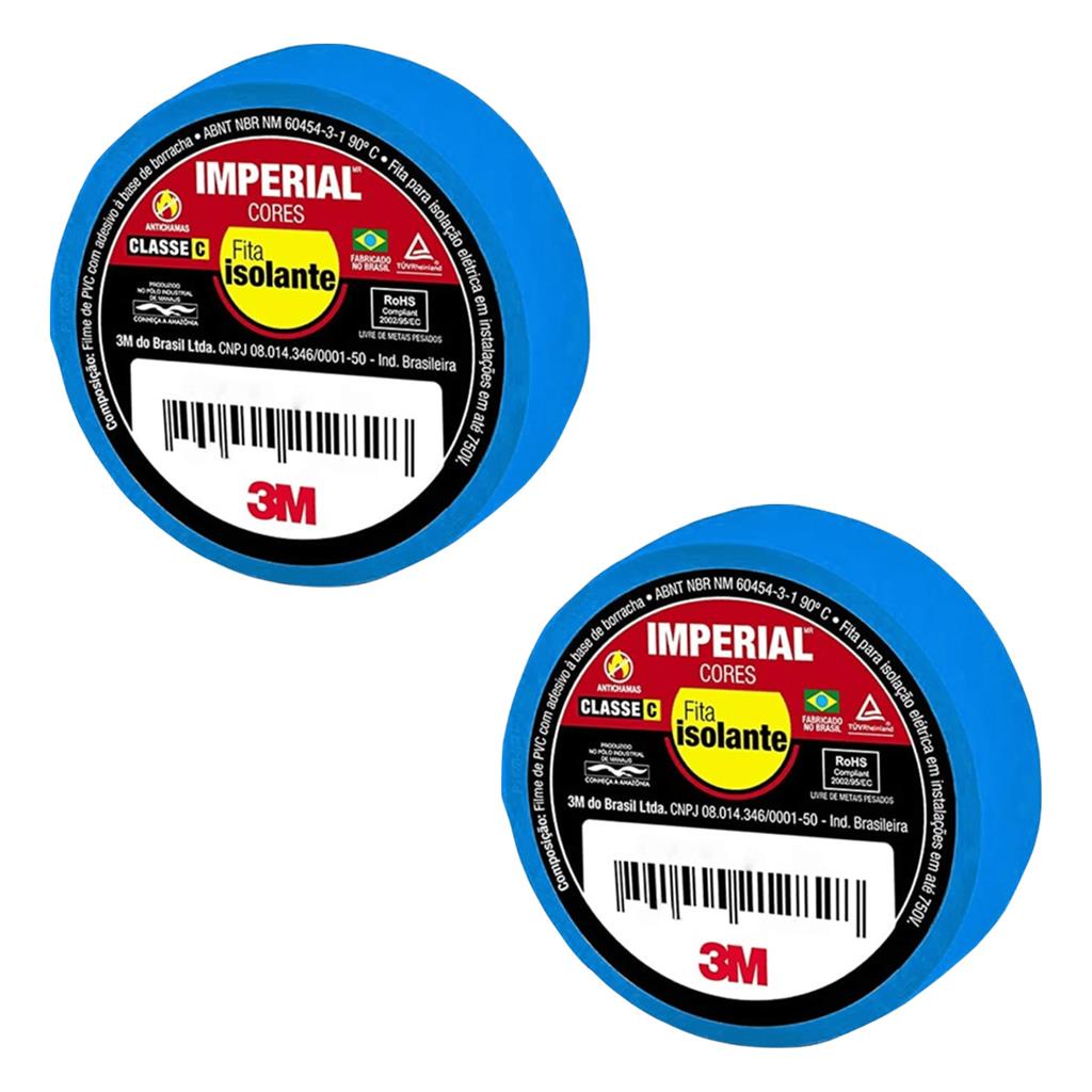 Kit 2 Fitas Isolantes Imperial Azul 18mmx10m 750v 3M em Oferta na Shopee