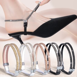 1 Par De Atacadores De Saltos Altos Rhinestone/Cintas Elásticas Anti-Queda De Dupla Utilização Para Sapatos Destacáveis Femininas/Sandálias Decorativas Tornozelo/Faixa De Substituição De Cordas