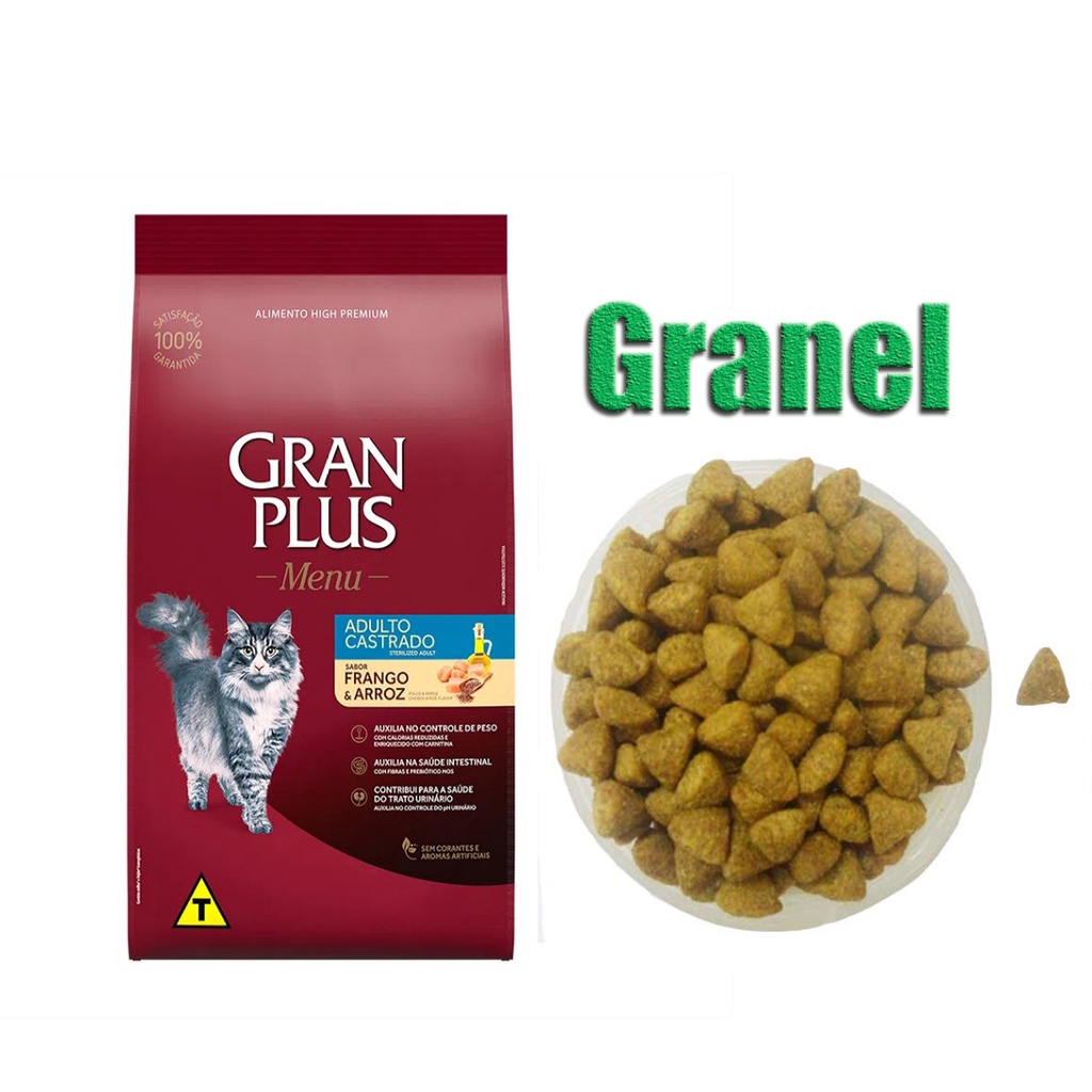 Ração Premium Especial p/ Gatos Castrados Gran Plus Frango e Arroz 2kg