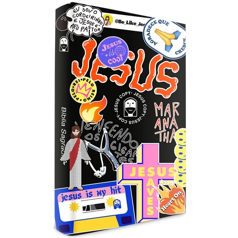 Bíblia Jesus Copy Sticker | NVI | Letra Normal | PJV | Capa Dura Preta