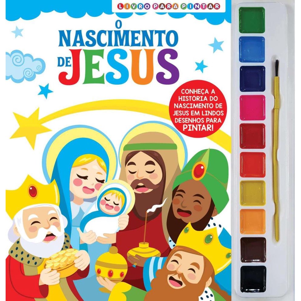 Livro para Pintar com Aquarela O Nascimento de Jesus