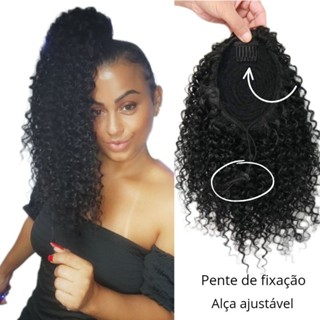 Rabo de Cavalo Cabelo 100% Orgânica - Aplique de 50cm em Tons Preto e Castanho
