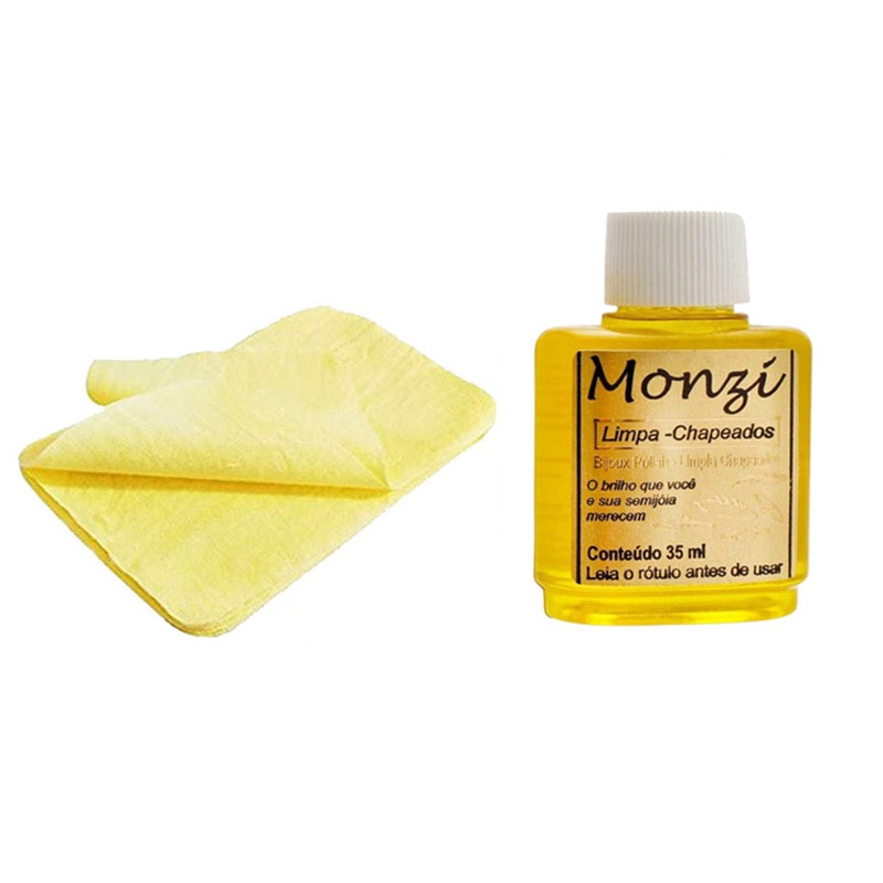 Kit Limpa Chapeados Semijóia Monzi 35ml + Flanela Mágica Original Liquido Polimento Biju em Oferta na Shopee