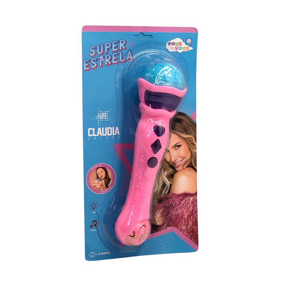 Microfone De Brinquedo Super Estrela Claudia Leitte Com Luz E Som - Sortido/Ótimo Presente Para O Dias Das Crianças