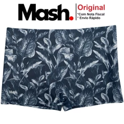 Sunga Boxer com Estampa Floral Forrada e Cordao de Regulagem FPS 50+ Moda Praia Verao Masculina
