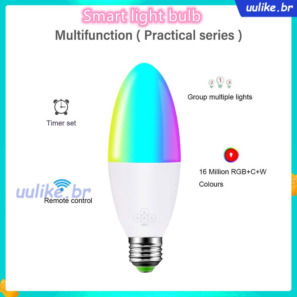 Lâmpada de inteligente vela colorida 3-5 W para E14/ E12/ E26/ E27/ B22 tomada de lâmpada quarto bar decoração de atmosfera de festa