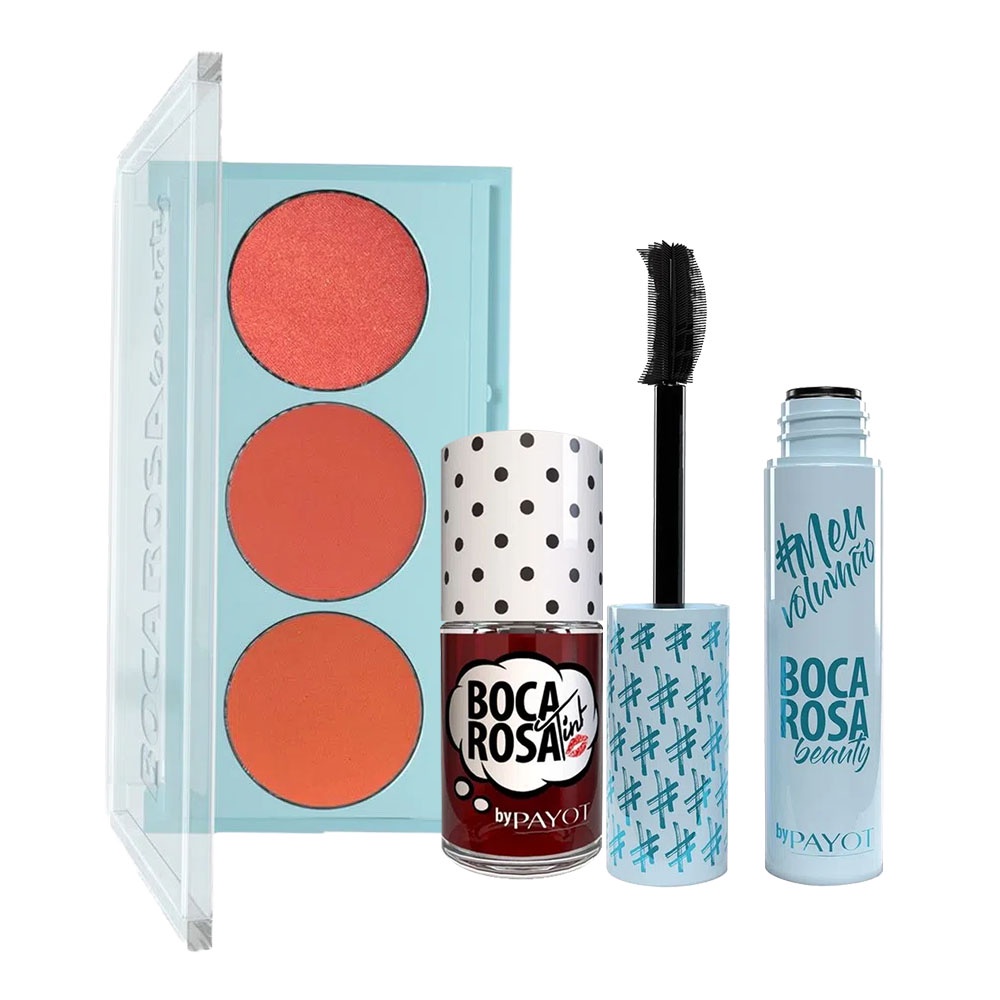 Kit Boca Rosa Paleta Blush e Máscara Para Cilios