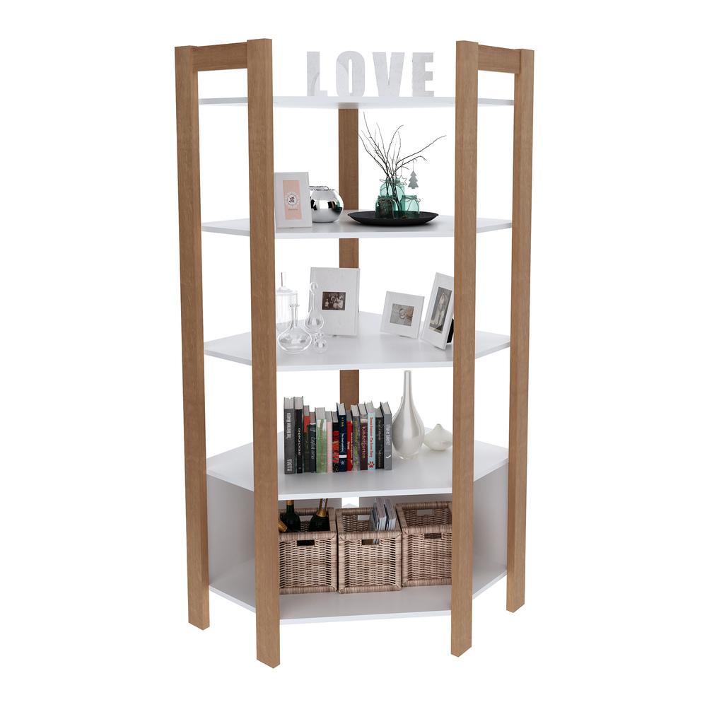 Estante Escritório de Canto Multimóveis CR25067 Amêndoa/Branca em Oferta na Shopee