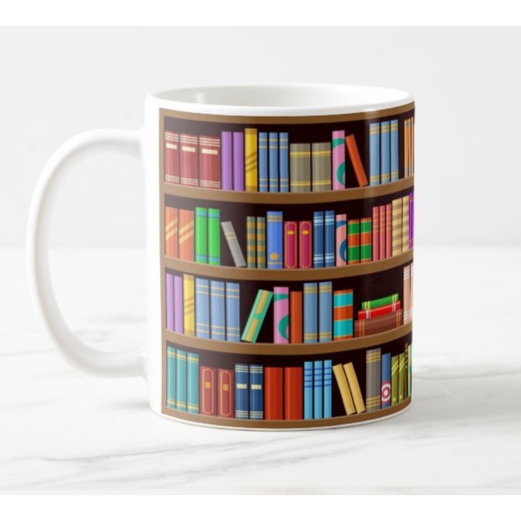 Caneca Estante De Livros Leitor Leitura Incentivo Biblioteca