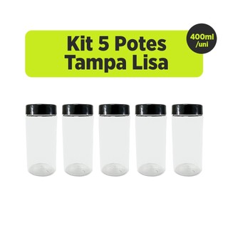 Kit 5 Potes Redondo para Alimentos 400ml Tampa Preta Lista em Oferta na Shopee