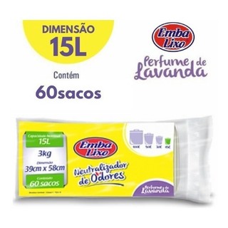 Saco para lixeira 15L neutralizador de odores com perfume de lavanda c/60 Embalixo em Oferta na Shopee