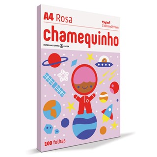 Papel sulfite A4 rosa 210x297 com 100 fls Chamequinho