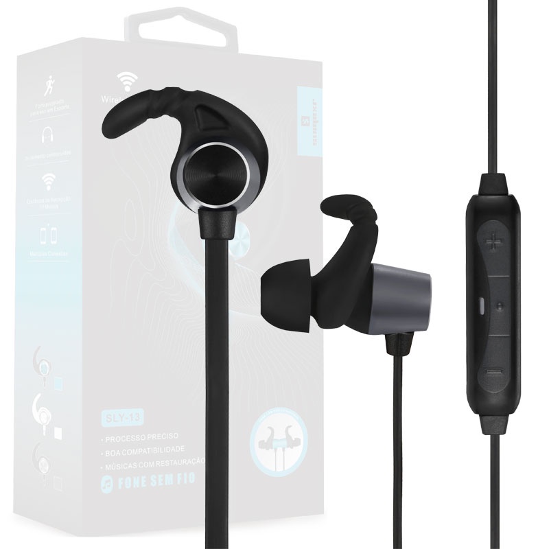 Fone de Ouvido Sem Fio Sly-13 Bluetooth 4.0 Mega Bass Esporte Academia  Corrida Favix