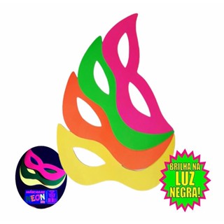 30 Mascaras Aderecos Festas Neon Balada Brilha Na Luz Negra