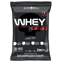 Whey Turbo - 907g Refil Morango - Black Skull