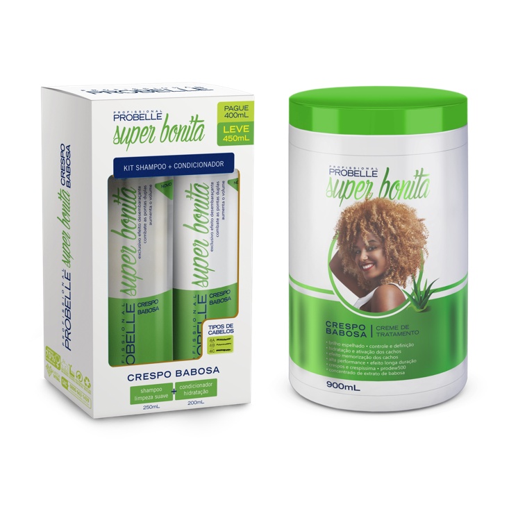 Kit Babosa (shampoo + condicionador 450ml + máscara 900G.) - Probelle
