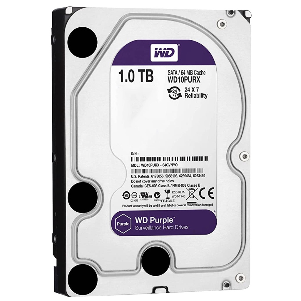 HD WD Purple Surveillance, 1TB, SATA, 3.5" WD10PURZ Ideal Para Sistema de Monitoramnto/Dvr