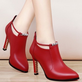 2023 Botas De Inverno Martin Ankle Pointed Salto Alto À Prova D