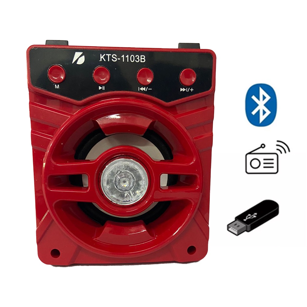 Caixa de Som Portátil com Bluetooth Rádio Suporte para Celular Kts-1103b - Audio
