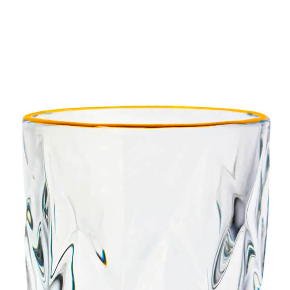 Detalhes do Copos De Vidro Diamond Fio De Ouro 270ml 2 Peças - Lyor
