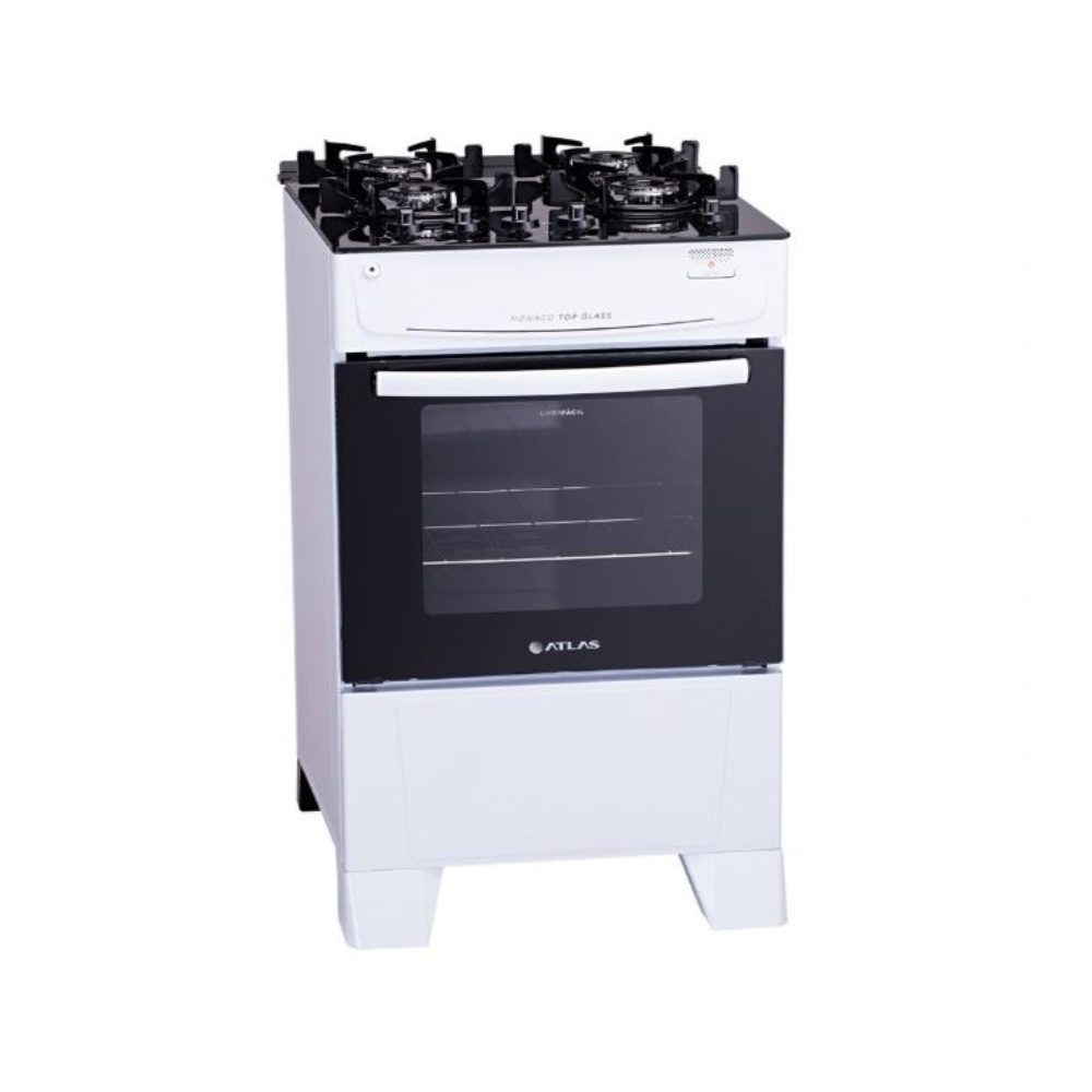Fogão 4 Bocas Atlas Mônaco Top Glass Mesa de Vidro Acendimento Automático Branco Bivolt em Oferta na Shopee