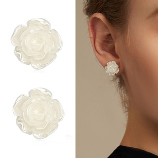 Brincos de Moda Camélia Branca Francesa Novo Estilo de Celebridade Classe Flor