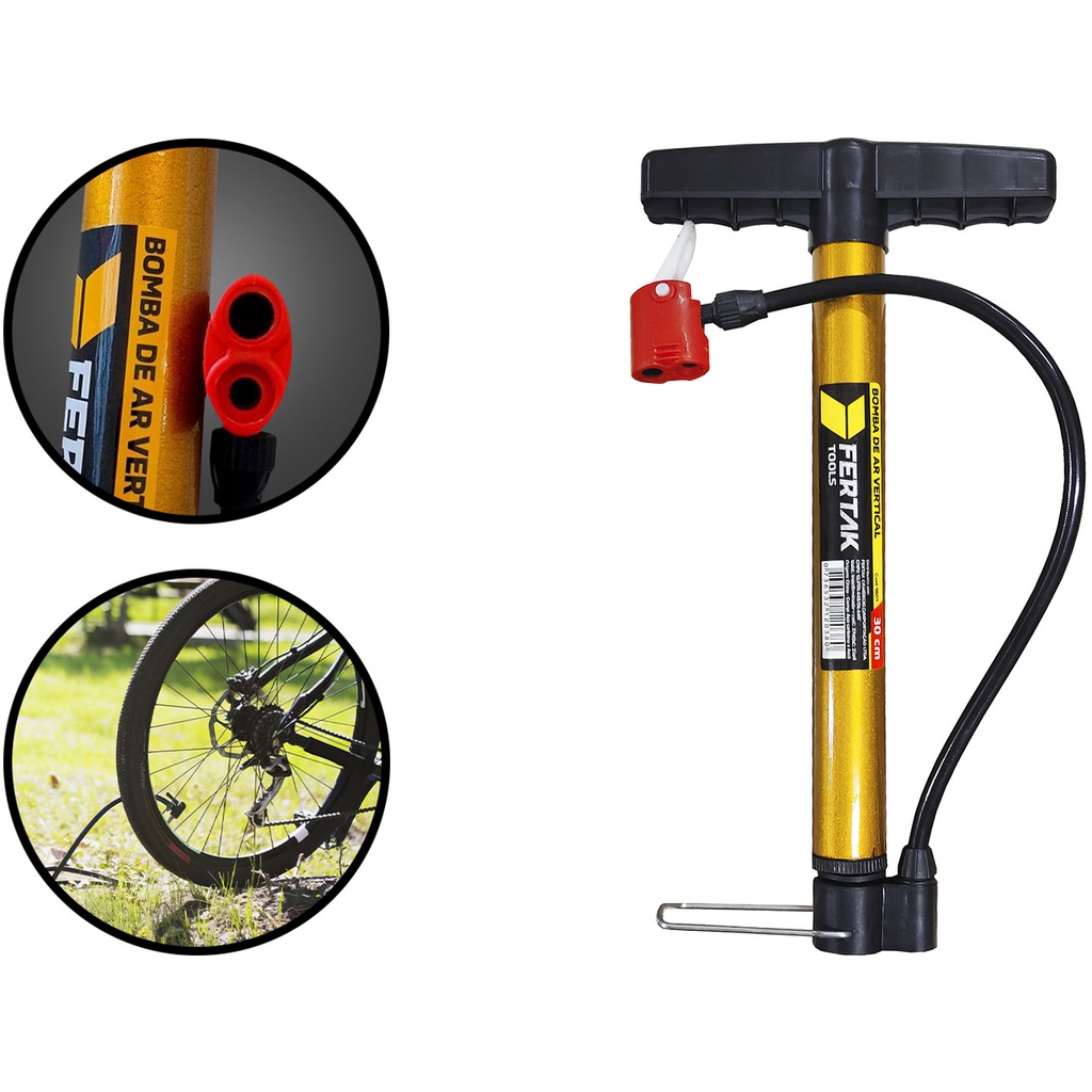 Bomba De Ar Para Encher Pneu Bicicleta Bike Carro Moto 30cm Promoção Fertak em Oferta na Shopee