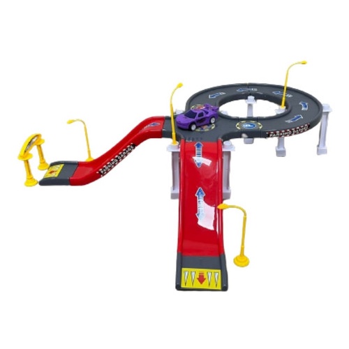 PISTA ESTACIONAMENTO INFANTIL COM 1 CARRINHO BW171, Pista De Carrinho Montável Acompanha 1 Carrinho, possui peças para sua montagem e adesivos para decorar