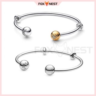 Momentos Lua De Moda Simples E Sol Pulseira Tipo Aberta S925 Silver Plated + Velvet Bag