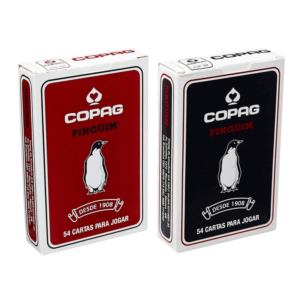 Kit 2 Baralhos jogo de cartas pinguim azul e vermelho - Copag 93045