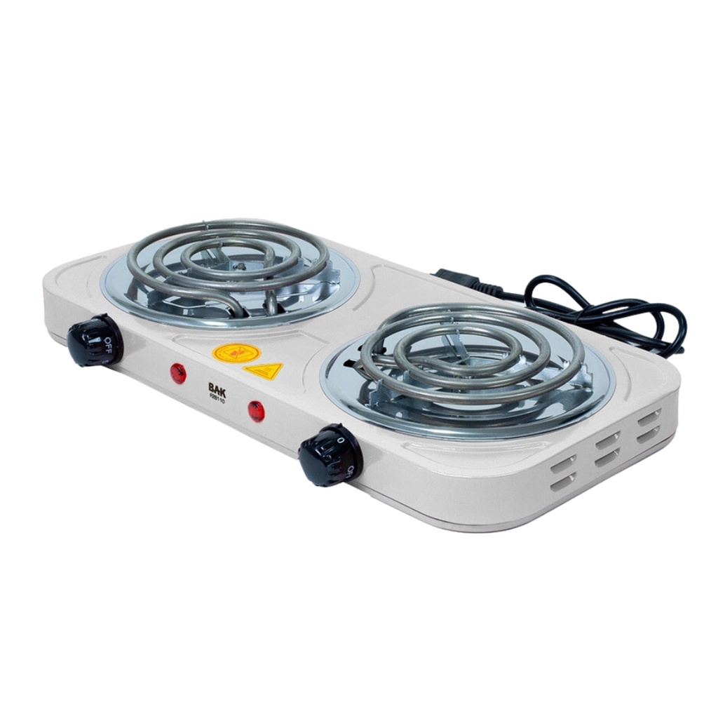 Fogareiro Eletrico 220v Cooktop Camping 2 Bocas 2000w BAK BK-FCE708-220 Branco