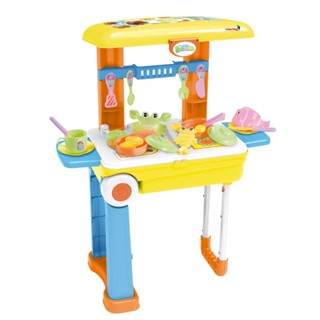 Kit Cozinha Infantil Brinquedo Criança 3 em 1 Vira Mala Mochila Fogão do Bebê Colorido Importway