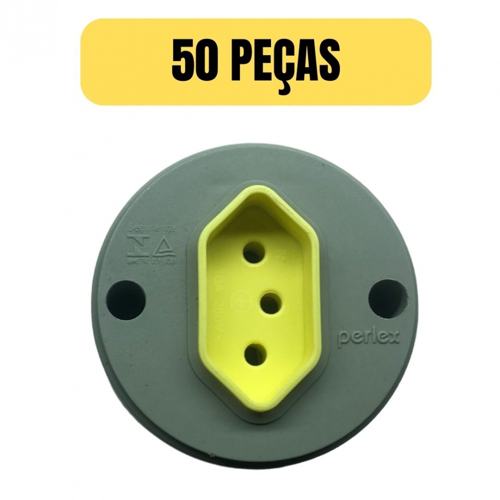 KIT 50 TOMADA SOBREPOR 2P+T 20AMP PADRAO PERLEX 815