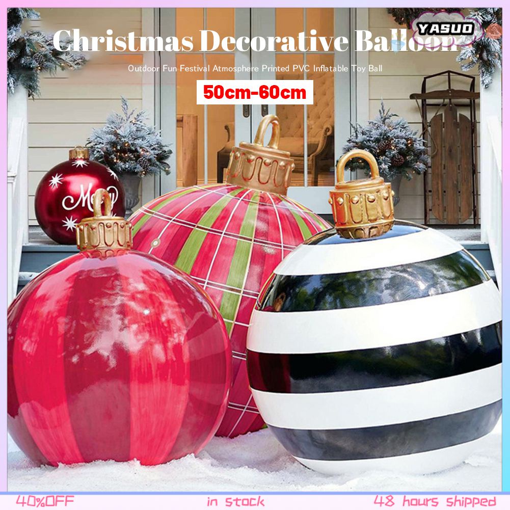 NOVO Grande Pvc Natal Infláveis Bola Decorativa 60 cm Ao Ar Livre Bola Inflável de Natal Decoração Da Árvore de Natal Decoração para Casa Brinquedo Bola RIDETHEWIND