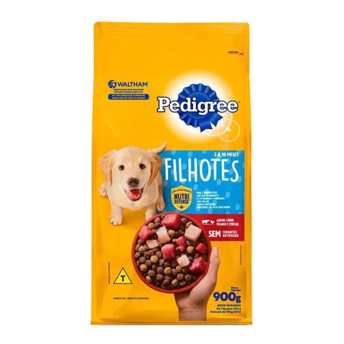 Ração Cães Pedigree Filhotes Carne, Frango E Cereais 900g