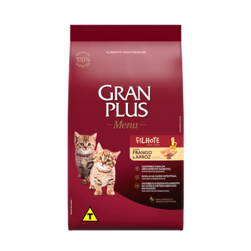 Ração Para Gatos 1KG Alimento Granplus Menu Filhote Sabor Frango e Arroz
