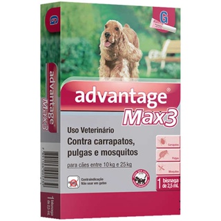 Advantage MAX3 2,5 mL Elanco para Cães de 10 a 25 Kg - 1 Bisnaga em Oferta na Shopee