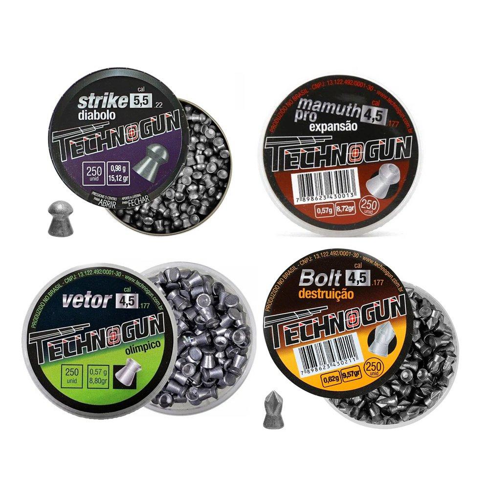 Kit 4 Chumbinho 4,5mm Diversos - Technogun