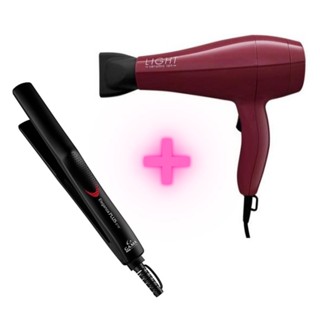 Kit Secador de Cabelo Light Ceramic Ion Motor AC Marsala+ Chapinha Eleganza Gama