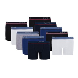 Kit com 10 Cuecas Boxer Infantil Algodão Lupo