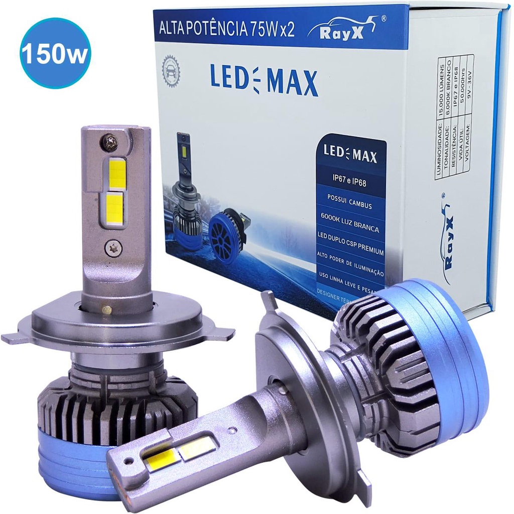 Ultra Led Max H1 H3 H7 H8 H11 H27 HB3 HB4 6k 15000lm 150w Bivolt Cambus - Spare Parts and Accessories for Vehicles