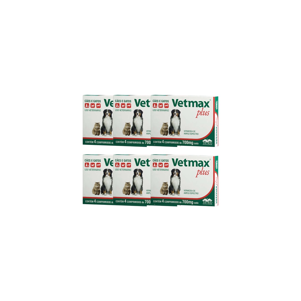 Vetmax Plus 700mg Vetnil 4 comp. Cães e Gatos Kit com 6 em Oferta na Shopee